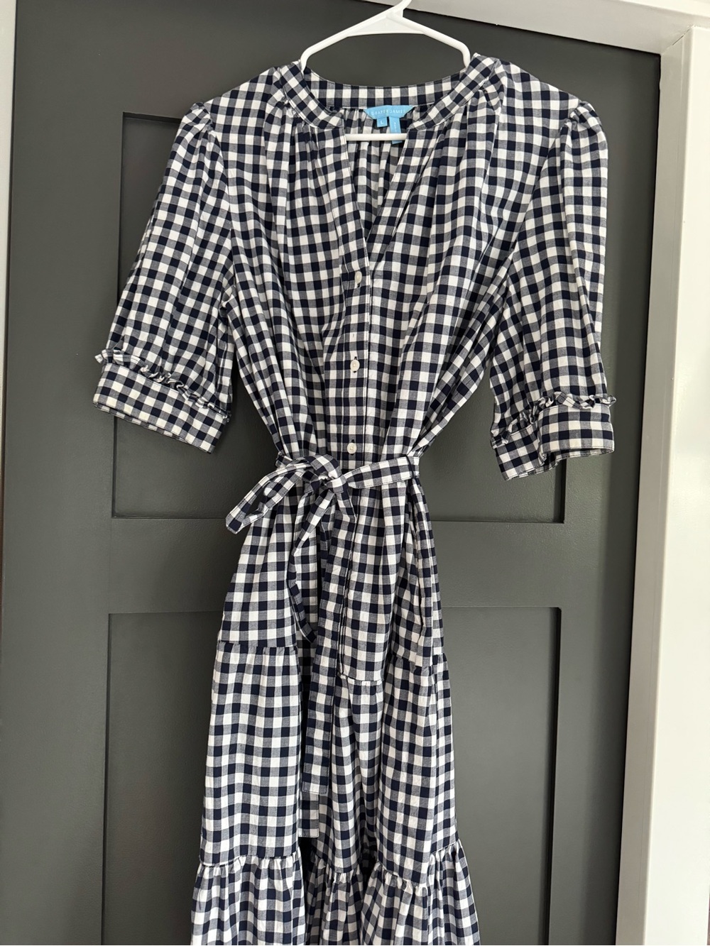 Draper James Navy and White Gingham Dress